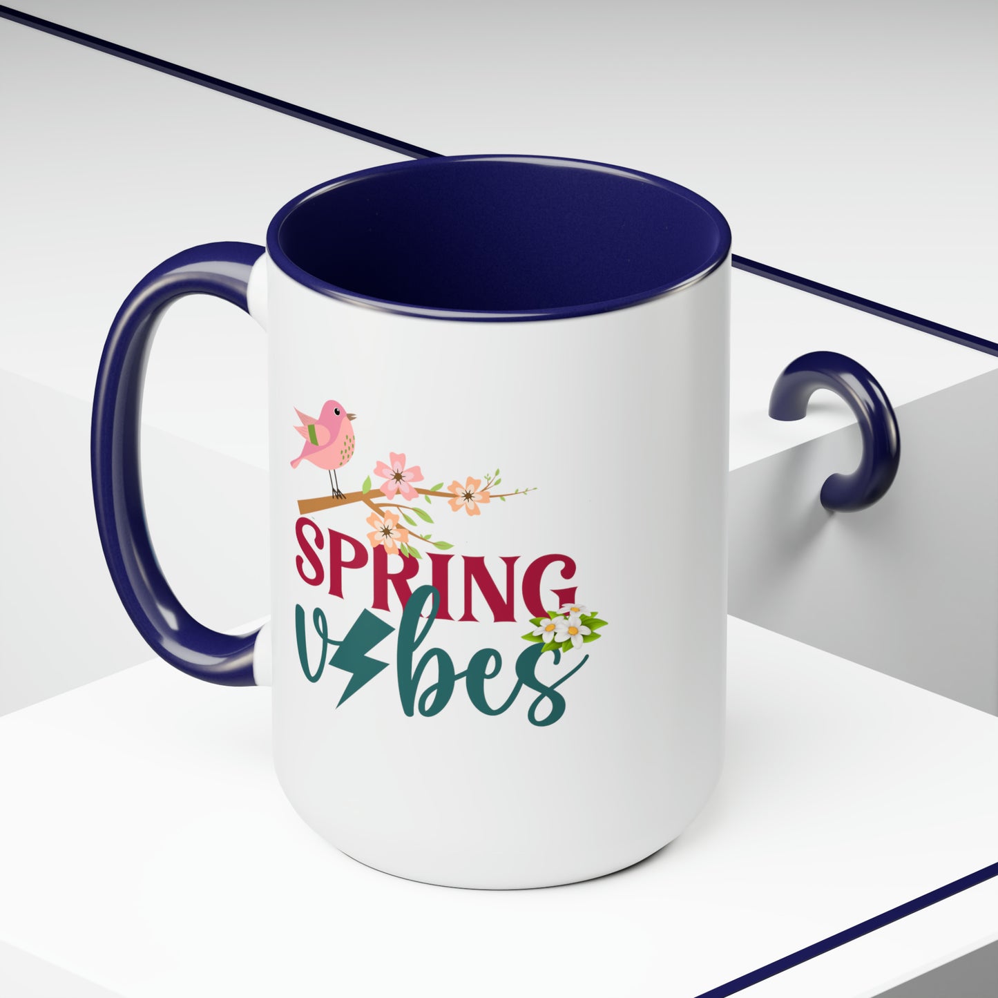 Spring Vibes Trendy two-Tone Coffee Mugs, 15oz