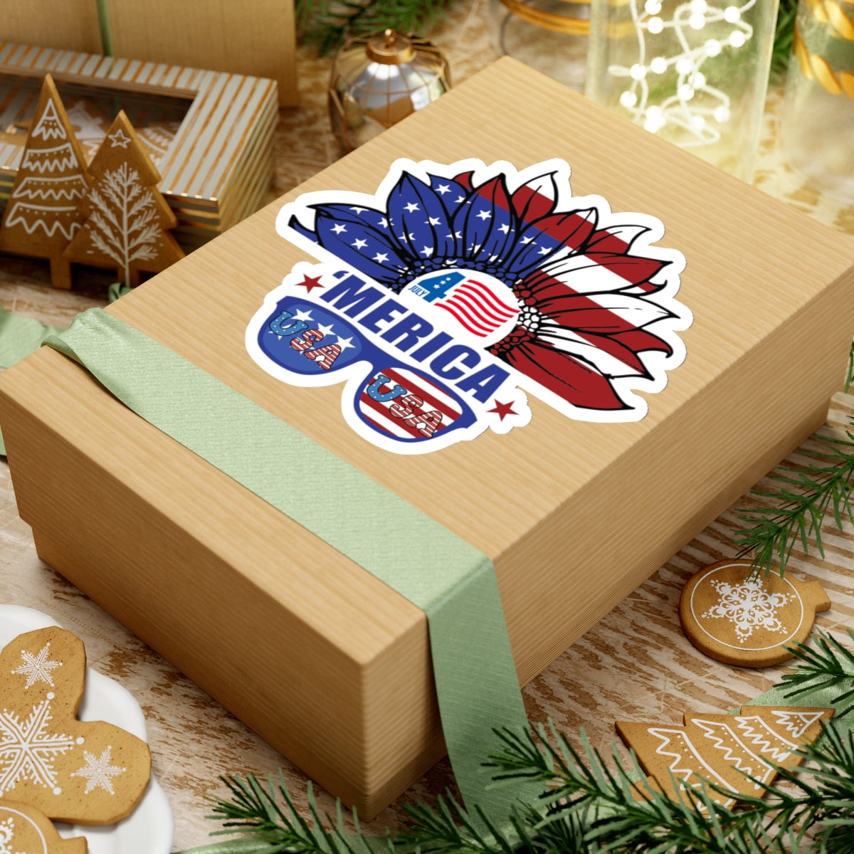 Happy 4th Of July Kiss-Cut Stickers, America, Flag, Peace Love America. Proud To Be An American, Red White Blue stickers.