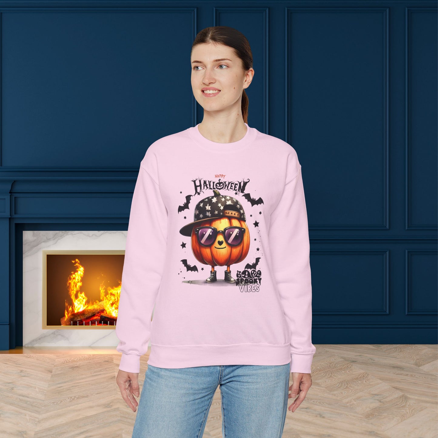 Spooky Vibes Halloween Sweatshirt, Happy Halloween Sweatshirt - Unisex Heavy Blend Crewneck, Halloween Sweatshirt, Cute Spooky Ghost sweatshirt.