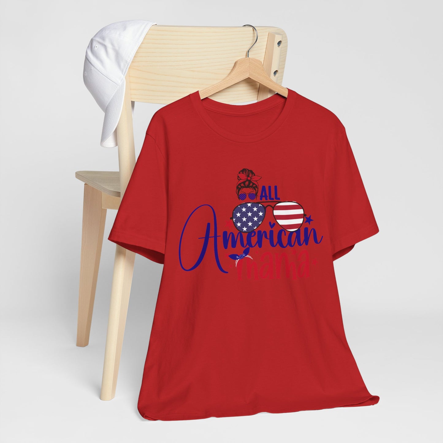 4th of July T-Shirt, All American Mama T-Shirt, Fourth of July unisex jersey short sleeve.
