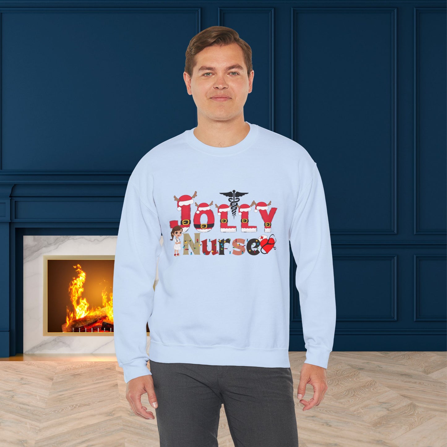 Jolly Nurse Christmas Sweatshirt - Unisex Heavy Blend.