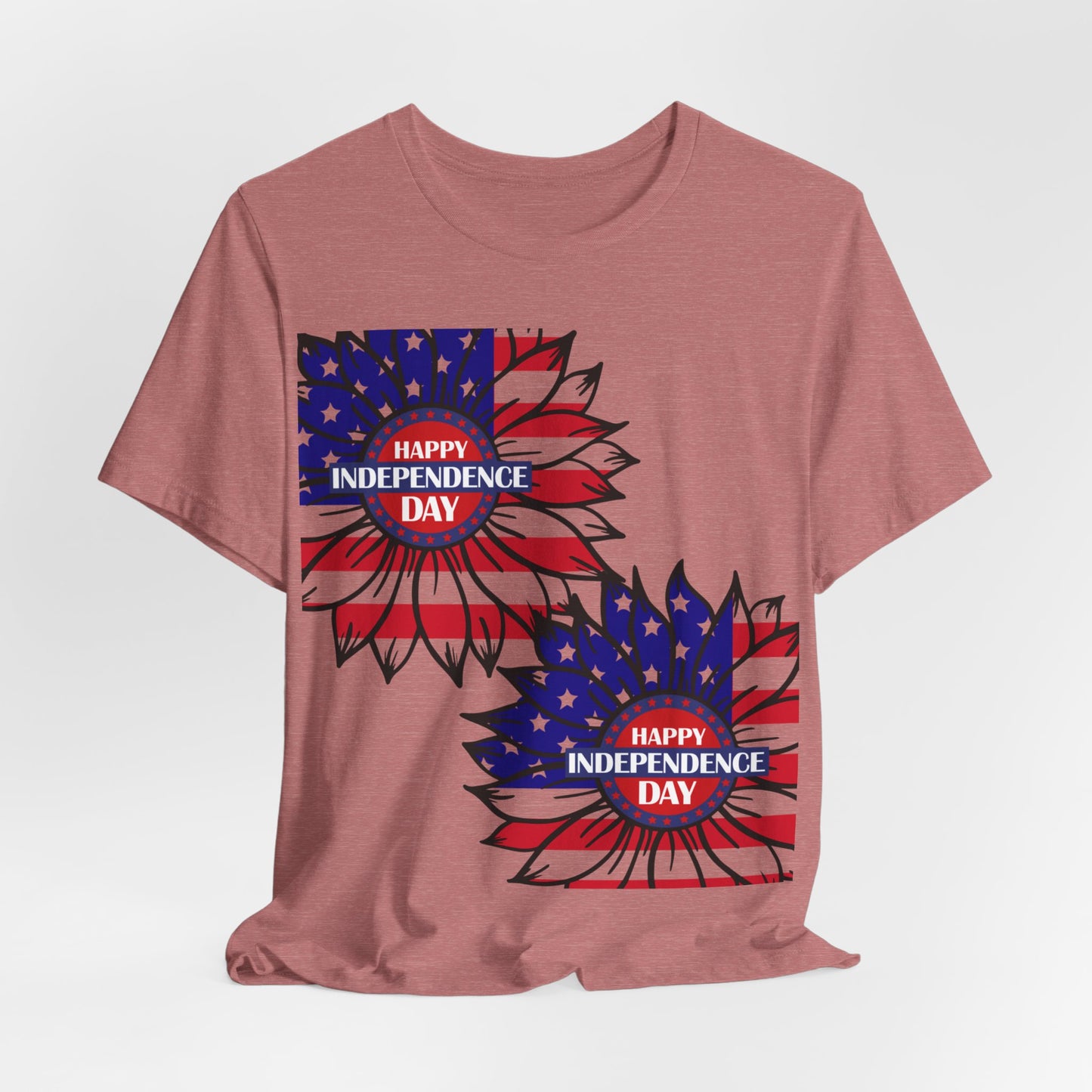 4th of July T-Shirt, Happy Independence Day Sunflower T-Shirt, Fourth of July unisex jersey short sleeve.