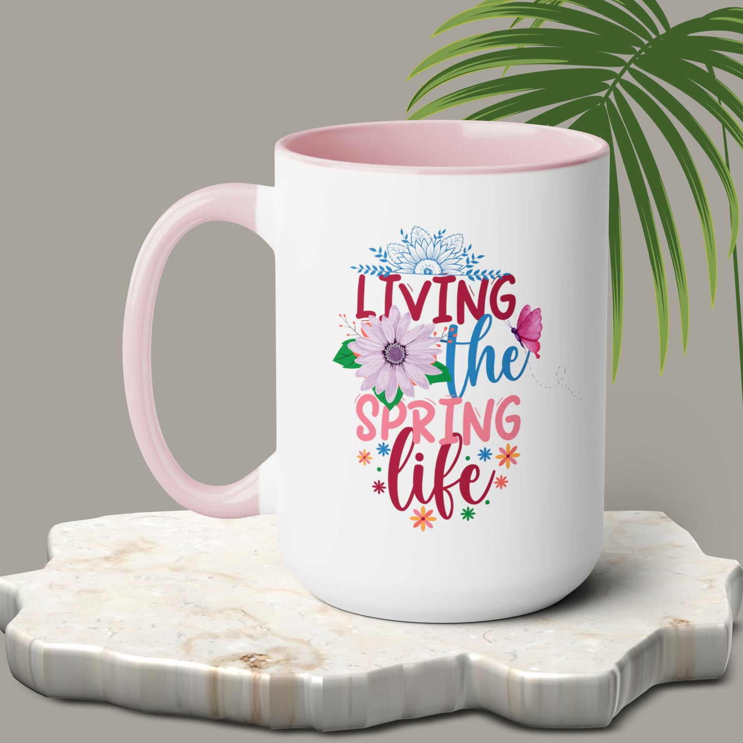 Living The Spring time Two-Tone Coffee Mugs, 15oz