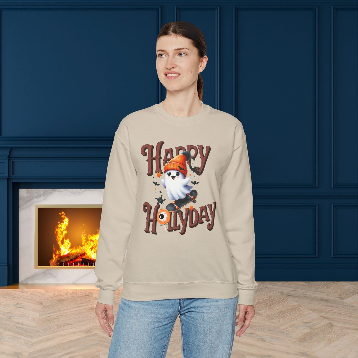 Happy Halloween Sweatshirt, Happy Halloween Sweatshirt - Unisex Heavy Blend Crewneck, Halloween Sweatshirt, Cute Spooky Ghost sweatshirt.