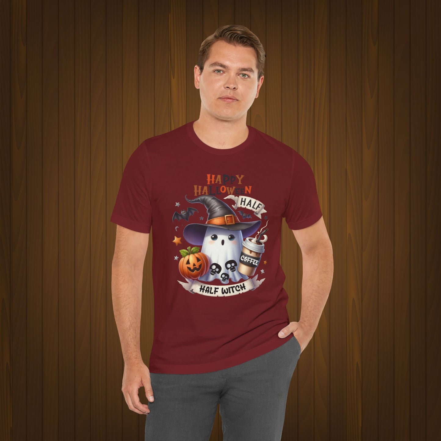 Half Coffee Half Witch T-shirt, Happy Halloween T-shirt, Trick Or Treat T-shirt, Halloween T-shirt, Cool Halloween T-shirt, Spooky T-shirt,