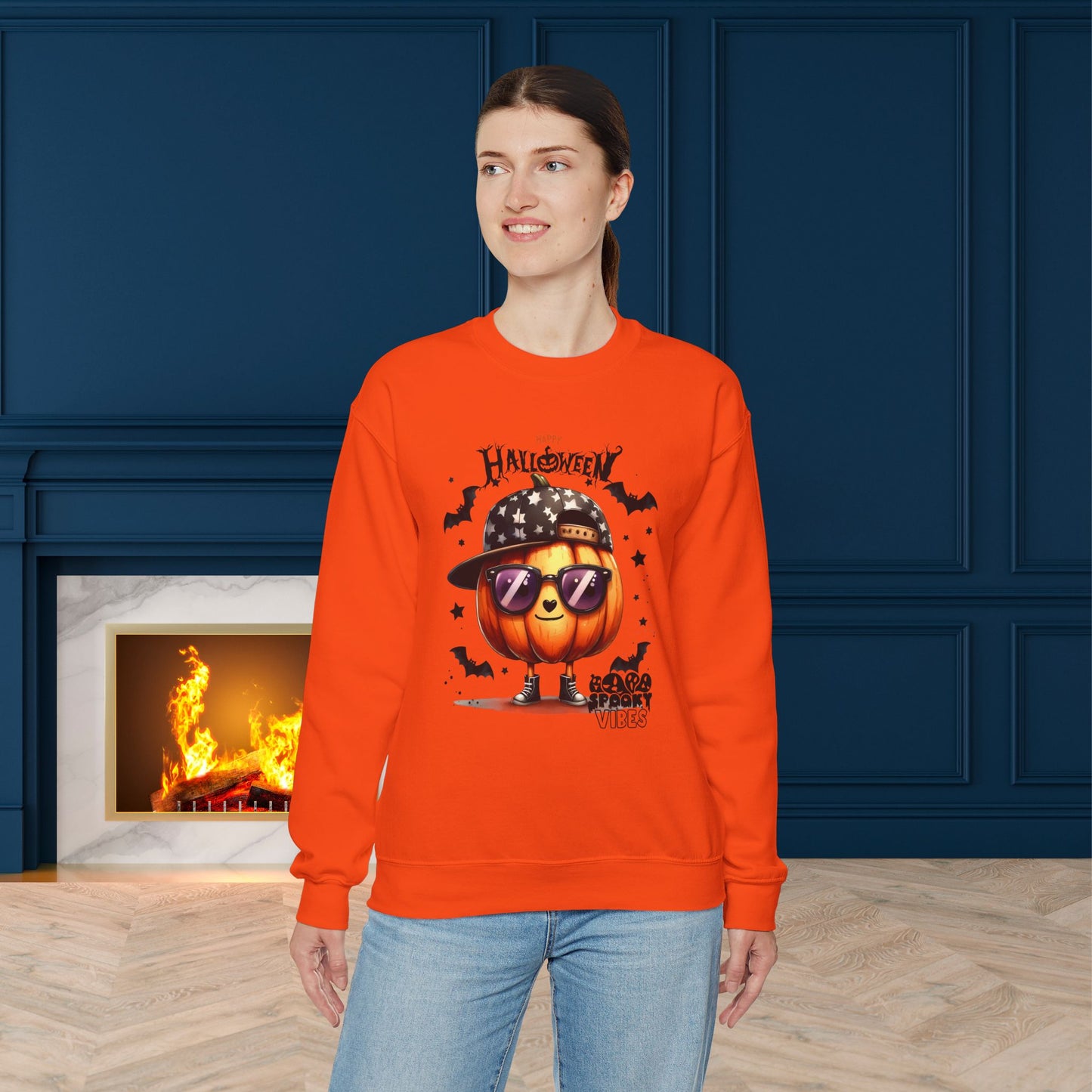 Spooky Vibes Halloween Sweatshirt, Happy Halloween Sweatshirt - Unisex Heavy Blend Crewneck, Halloween Sweatshirt, Cute Spooky Ghost sweatshirt.