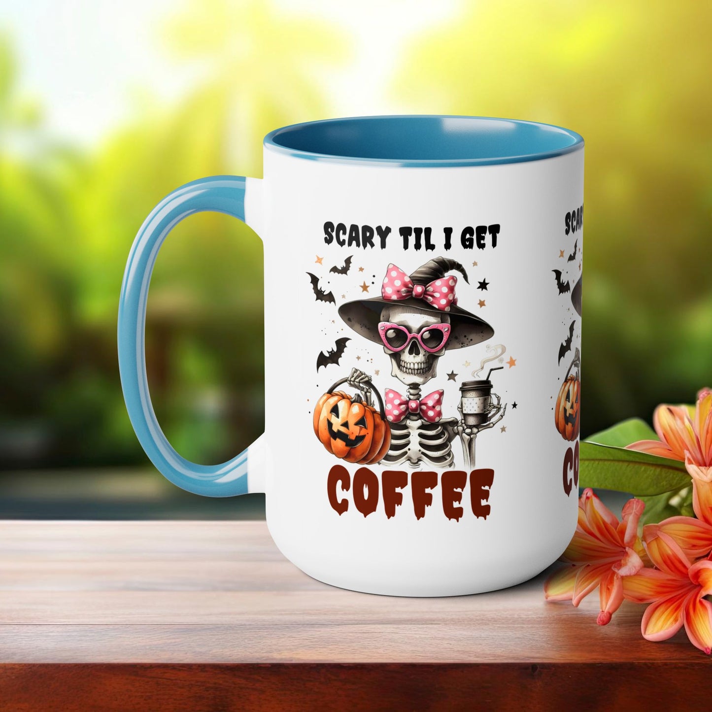 Scary Til I Get Coffee Halloween Coffee Mug, Let's Go Halloween Coffee Mug, Trick or Treat Halloween Coffee Mug, Cute Skeleton Coffee Mug, Spooky Season Halloween Coffee Mug.