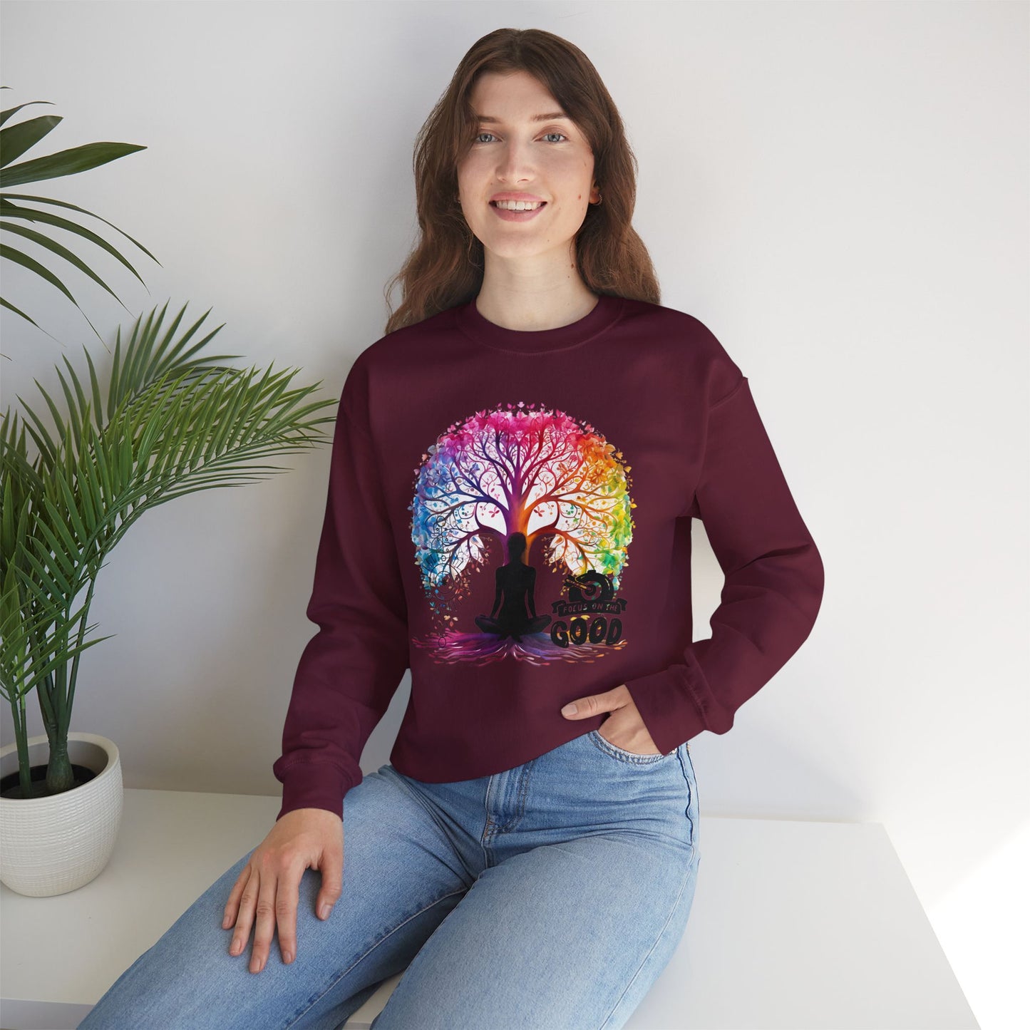 Focus On The Good Yoga unisex heavy blend crewneck sweatshirt,Yoga workout Sweatshirt,Yoga lovers Sweatshirt, Yoga Instructor Gift, Gym Sweatshirt, Gift For Yoga lovers, Gift For Yogi.
