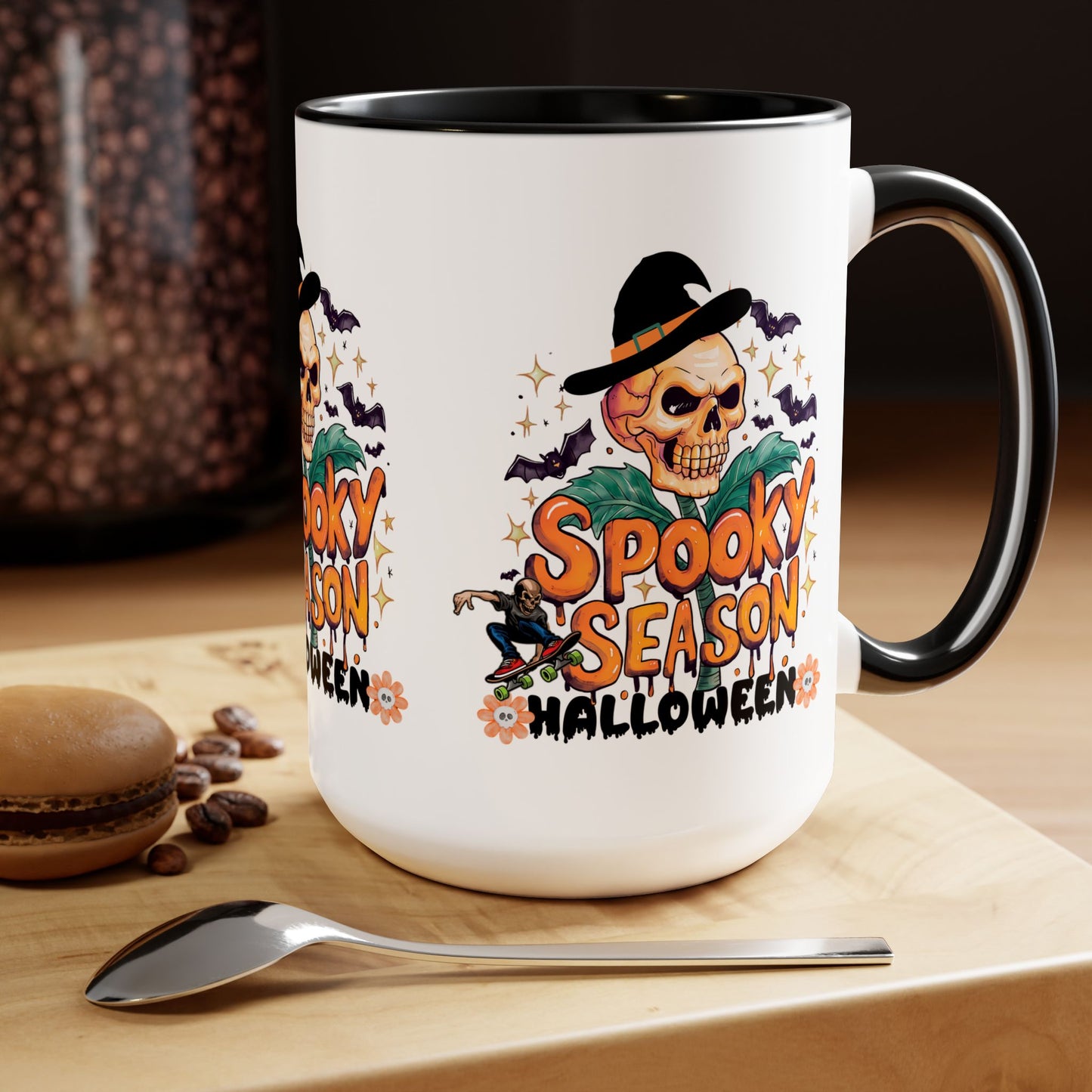 Spooky Season Halloween Coffee Mug, Halloween Coffee Mug, Trick or Treat Halloween Coffee Mug, Cute Skeleton Coffee Mug, Spooky Vibes Halloween Coffee Mug.