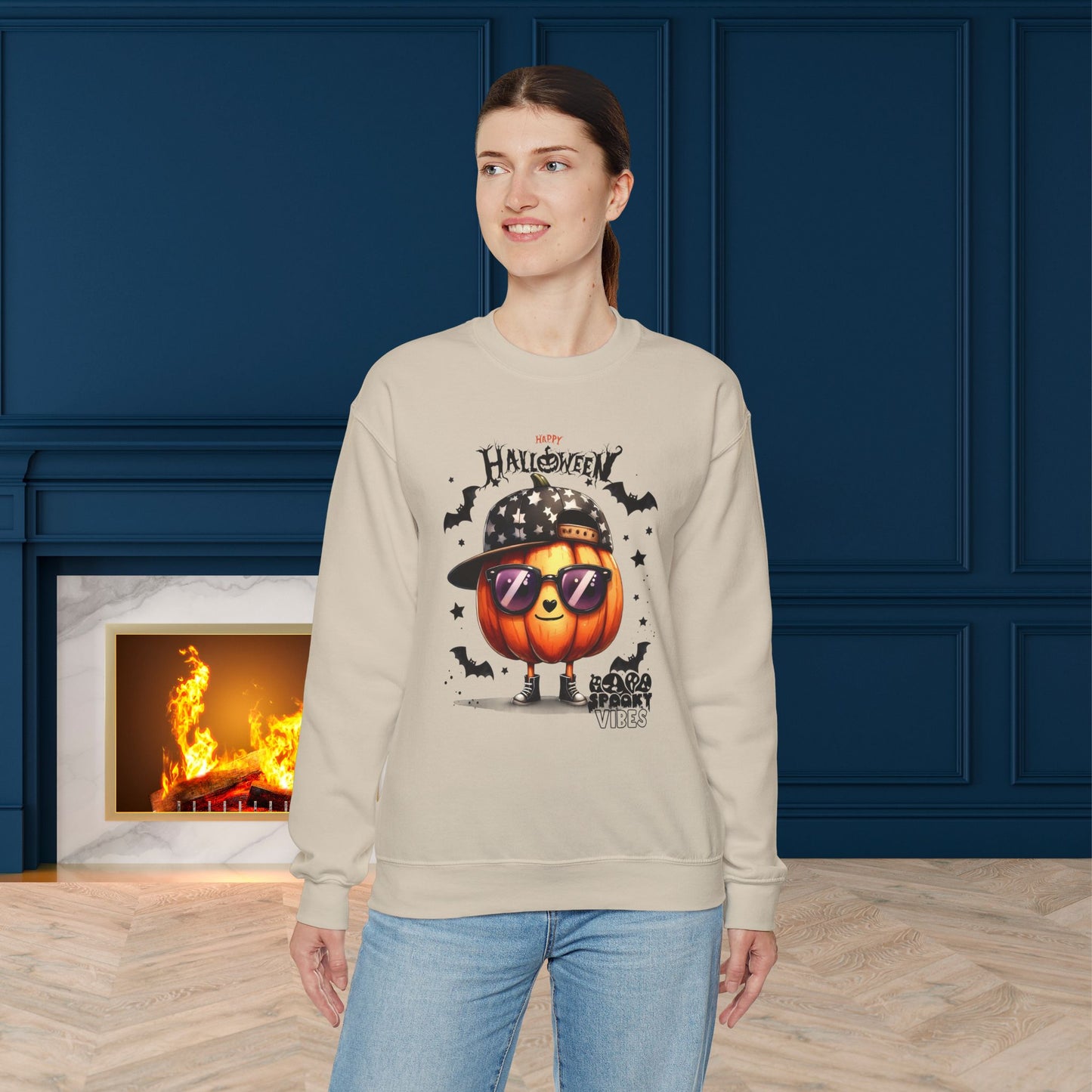 Spooky Vibes Halloween Sweatshirt, Happy Halloween Sweatshirt - Unisex Heavy Blend Crewneck, Halloween Sweatshirt, Cute Spooky Ghost sweatshirt.