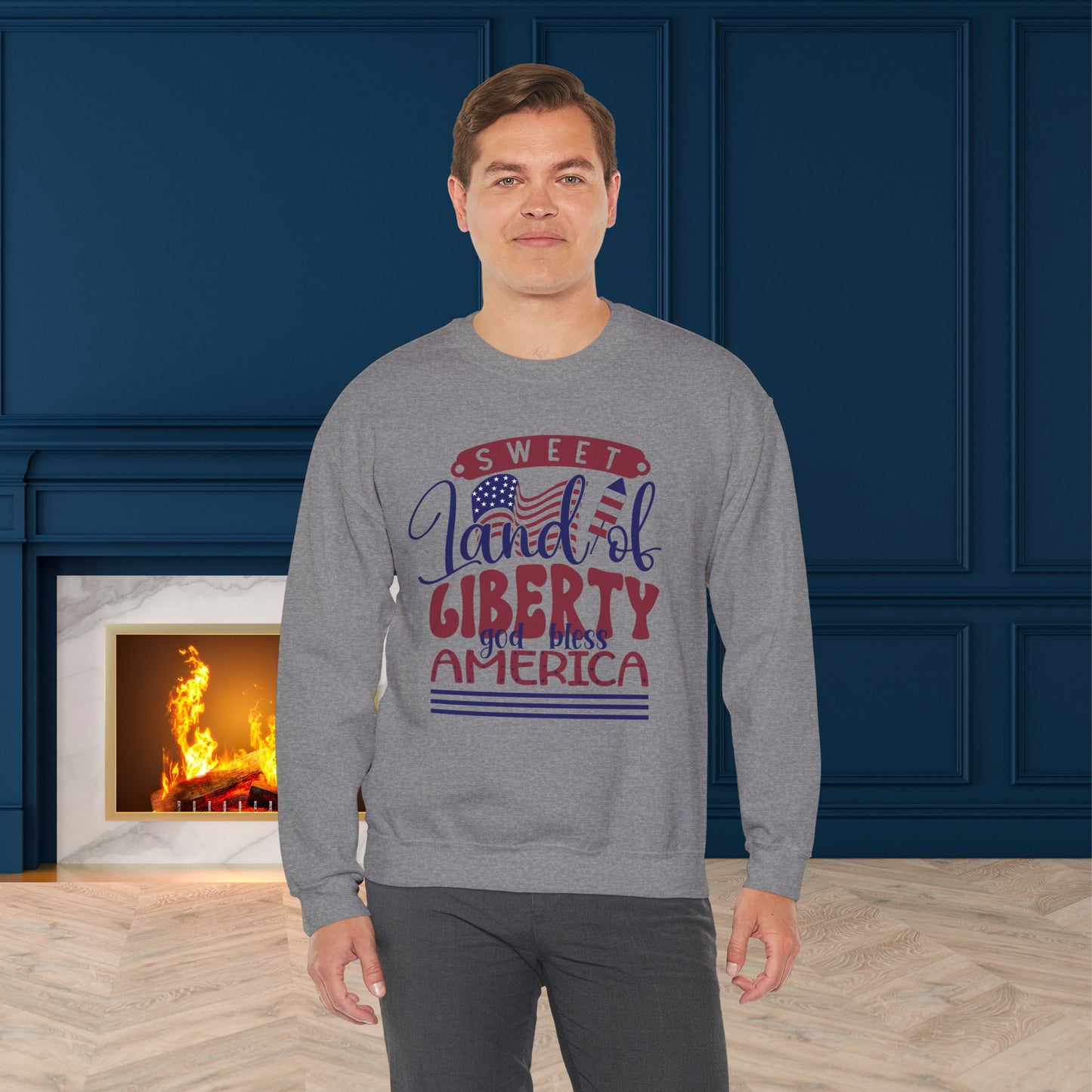 Happy 4th Of July Sweatshirt, Sweet Land Of Liberty Sweatshirt, Fourth of July unisex heavy blend crewneck sweatshirt.