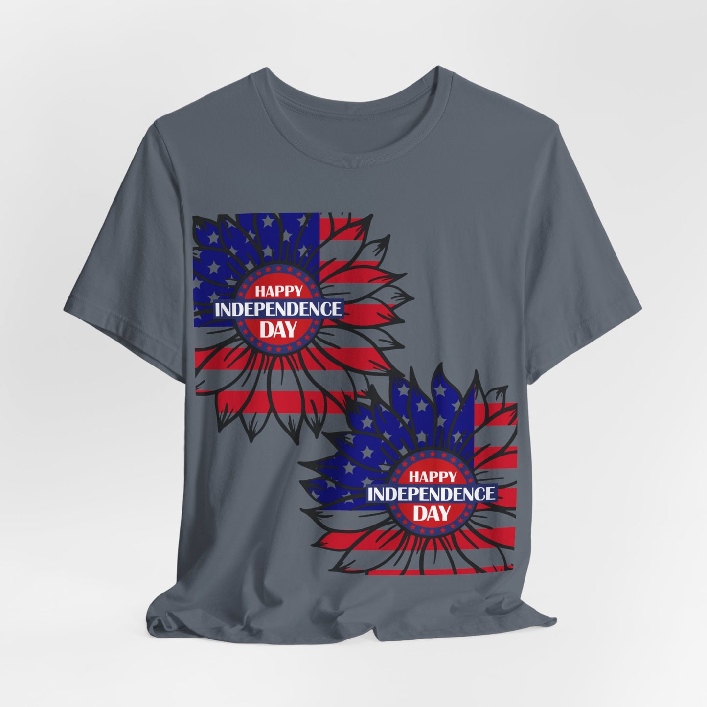 4th of July T-Shirt, Happy Independence Day Sunflower T-Shirt, Fourth of July unisex jersey short sleeve.