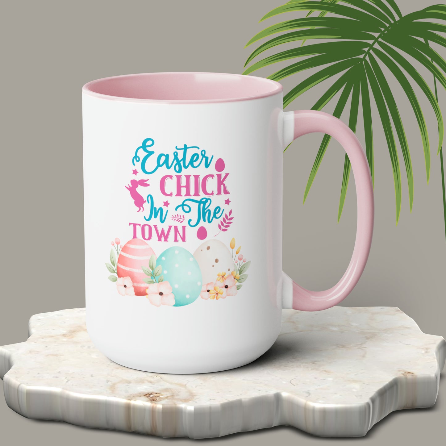Happy Easter Two-Tone Coffee Mugs, 15oz