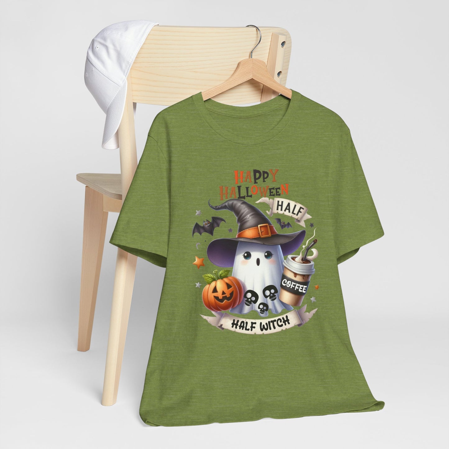 Half Coffee Half Witch T-shirt, Happy Halloween T-shirt, Trick Or Treat T-shirt, Halloween T-shirt, Cool Halloween T-shirt, Spooky T-shirt,