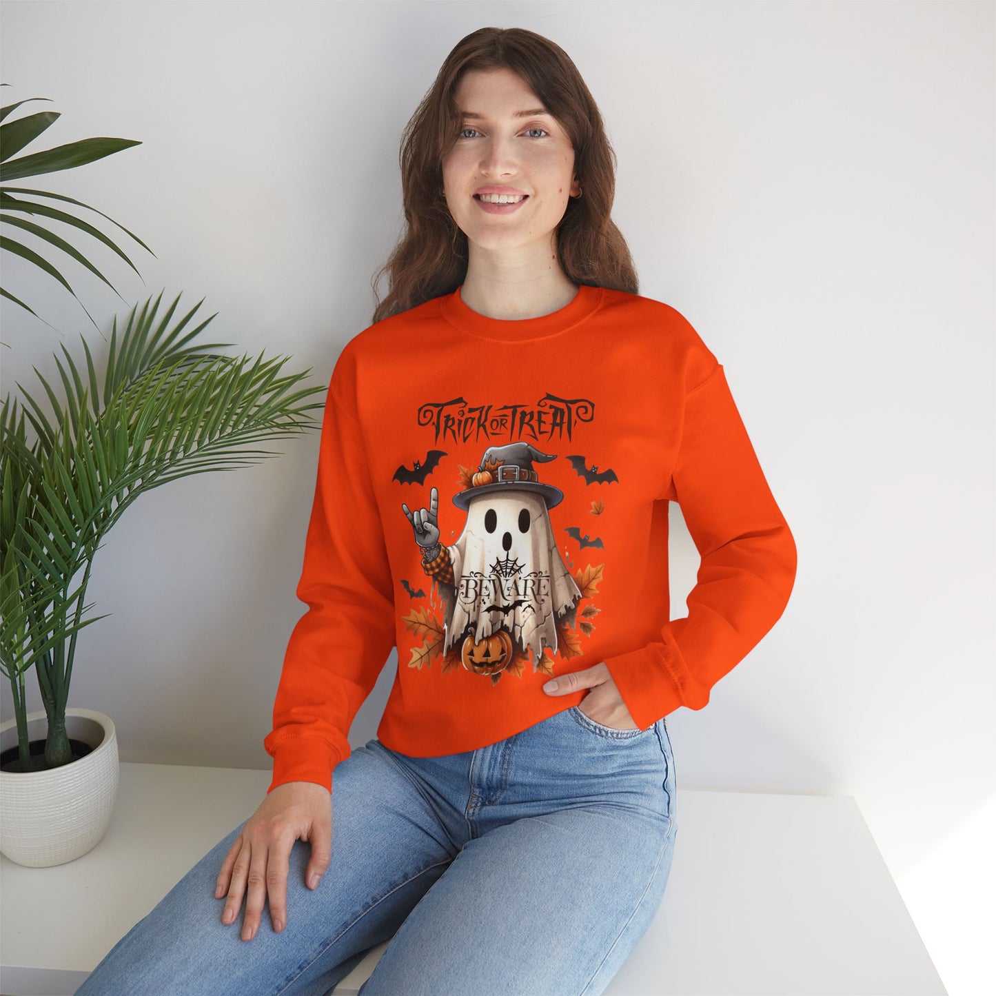 Trick Or Treat Halloween Sweatshirt, Happy Halloween Sweatshirt - Unisex Heavy Blend Crewneck, Halloween Sweatshirt, Cute Spooky Ghost sweatshirt.