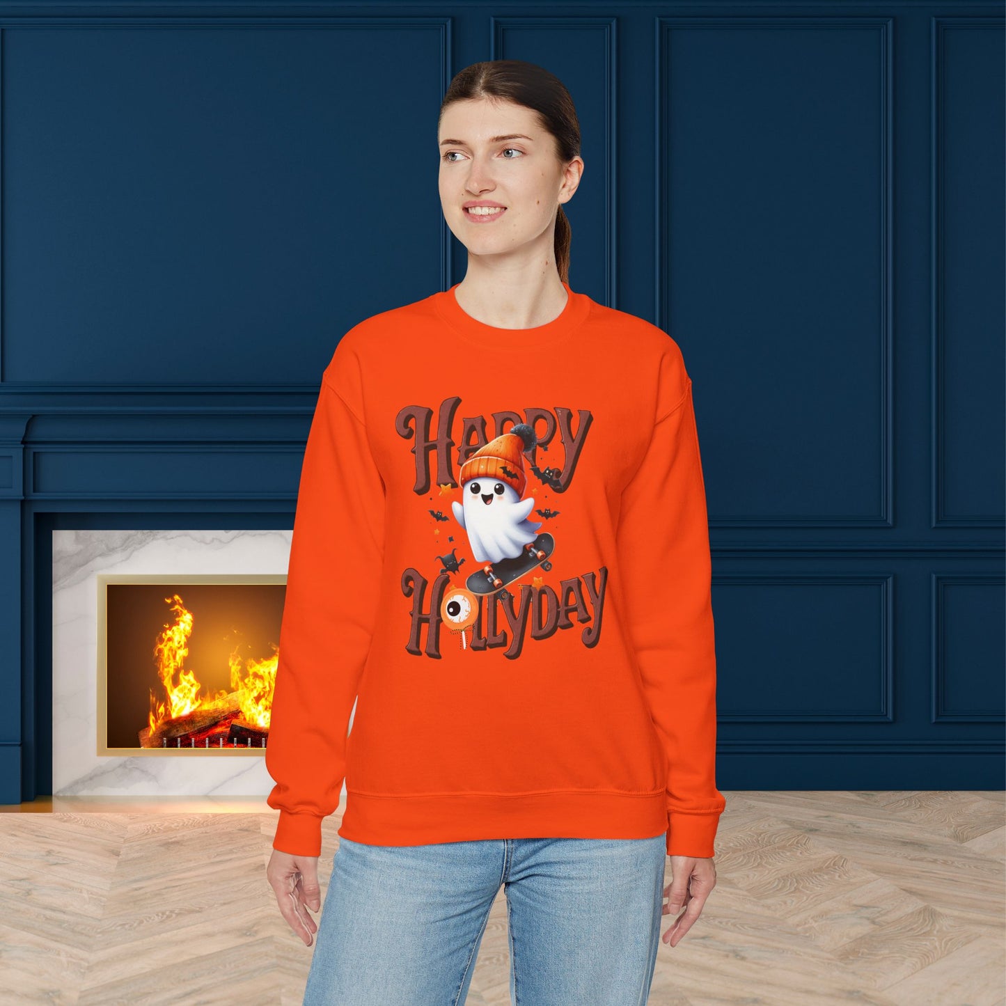 Happy Halloween Sweatshirt, Happy Halloween Sweatshirt - Unisex Heavy Blend Crewneck, Halloween Sweatshirt, Cute Spooky Ghost sweatshirt.