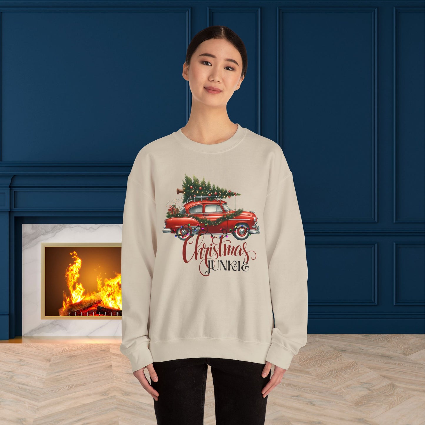 Christmas Junkie Christmas Sweatshirt - Unisex Heavy Blend, Merry Christmas, Festive, Christmas Gift, Crewneck, merry Christmas Sweatshirt, Christmas Sweatshirt Christmas Gift, Festive Sweatshirt.