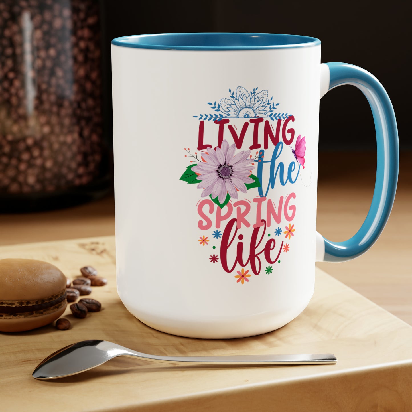 Living The Spring time Two-Tone Coffee Mugs, 15oz
