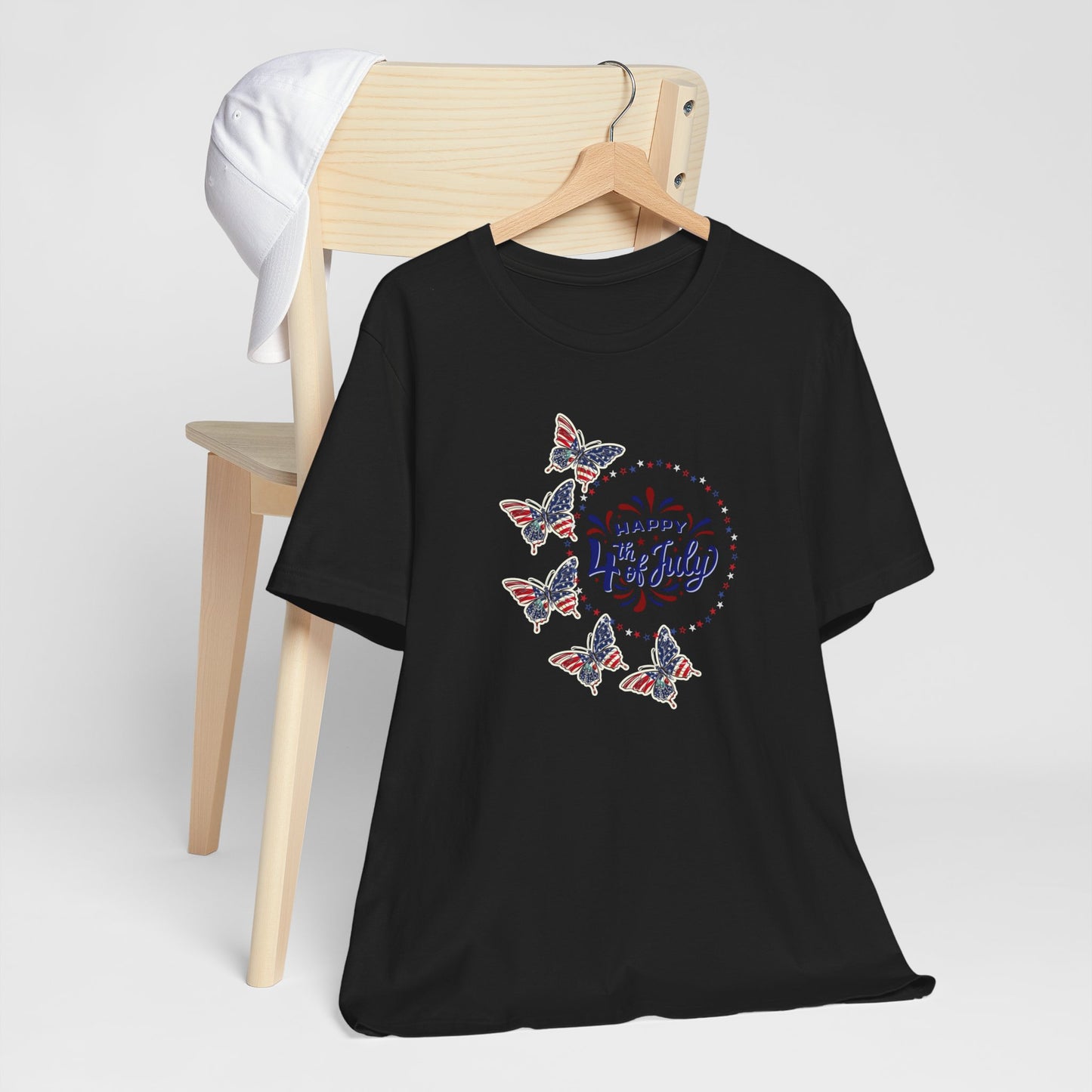 4th of July T-Shirt, Happy 4th Of July Butterfly T-Shirt, Fourth of July unisex jersey short sleeve.