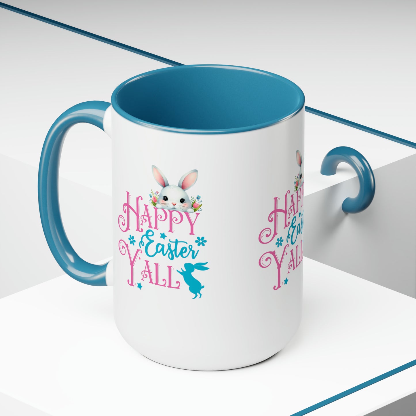 Happy Easter Two-Tone Coffee Mugs, 15oz
