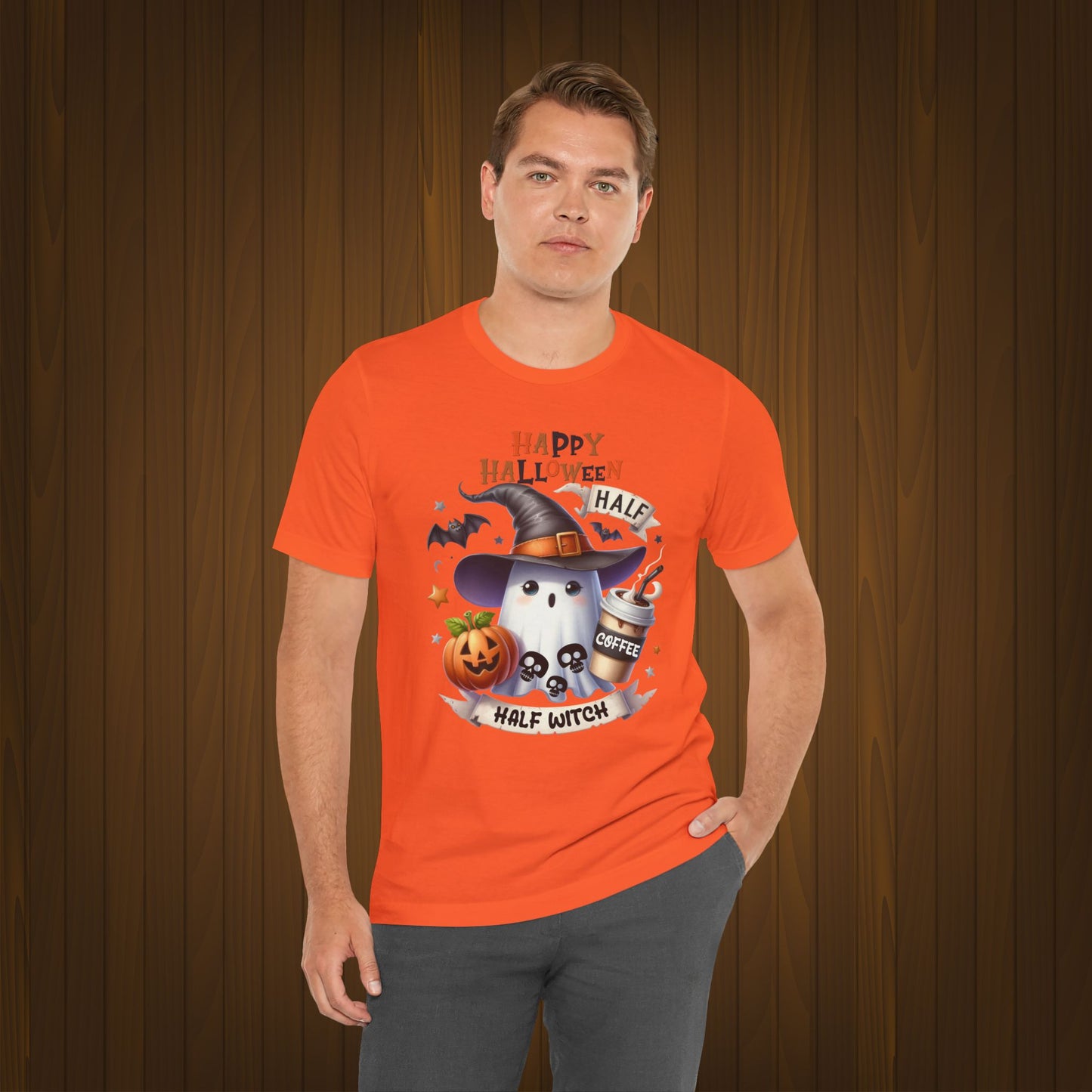 Half Coffee Half Witch T-shirt, Happy Halloween T-shirt, Trick Or Treat T-shirt, Halloween T-shirt, Cool Halloween T-shirt, Spooky T-shirt,