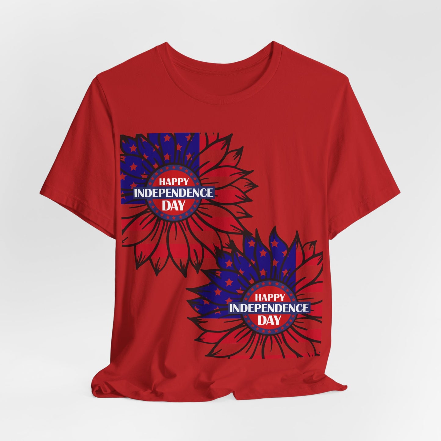 4th of July T-Shirt, Happy Independence Day Sunflower T-Shirt, Fourth of July unisex jersey short sleeve.