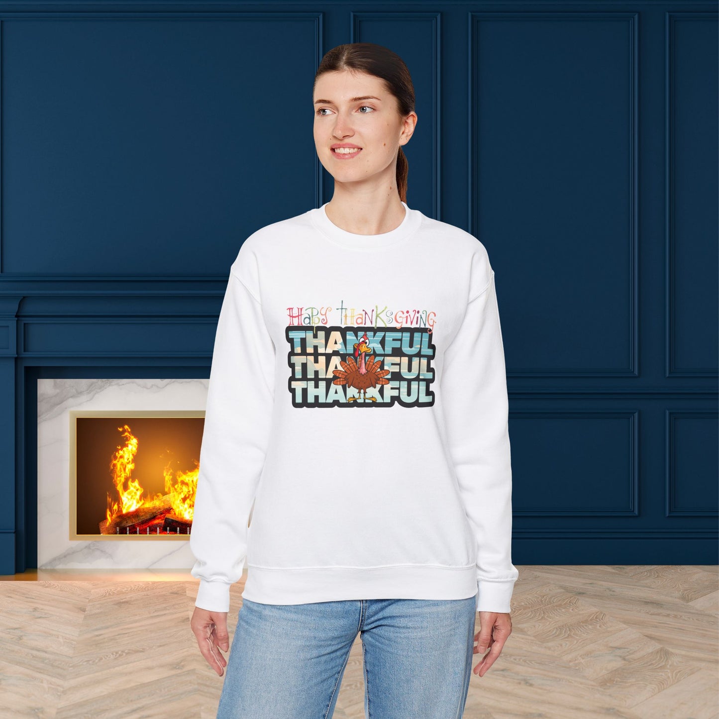 Thankful Sweatshirt, HappyThanksgiving Sweatshirt - Unisex Heavy Blend, Happy Thanksgiving2024 Sweatshirt, Thanksgiving Gift, Festive Sweatshirt.
