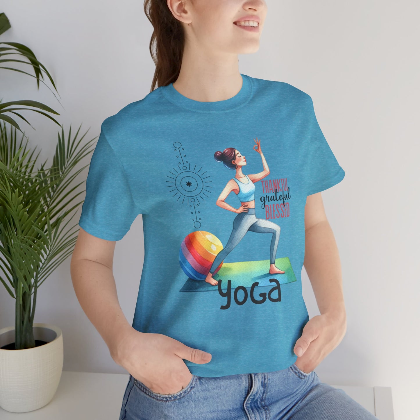 Thankful Grateful Blessed Yoga Design T-Shirt, Cute Yoga workout Shirt, Yoga lovers T-shirt, Yoga Instructor Gift, Gym shirt, Gift For Yoga lover, Gift For Yogi.