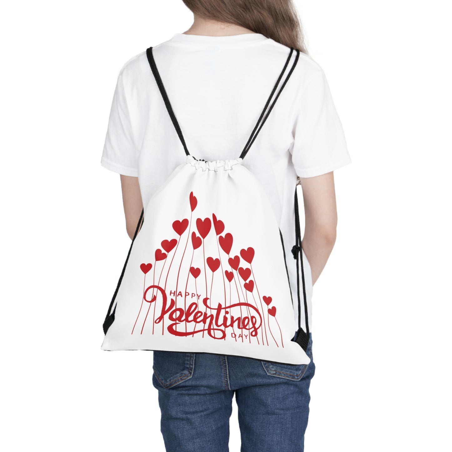 Happy Valentines Day Drawstring Bag