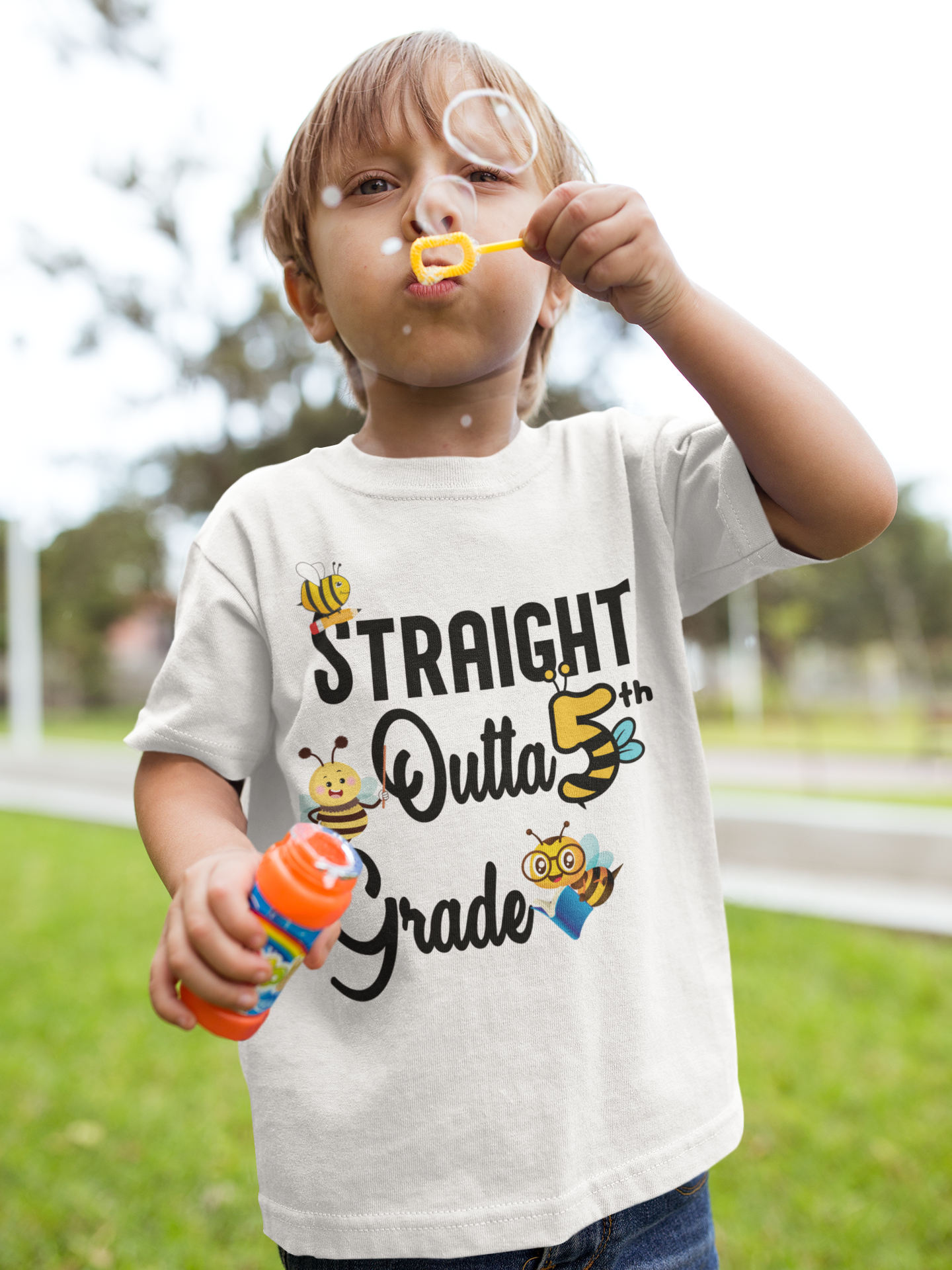 Straight Outta 5th Grade Back To School Kids Heavy Cotton™ Tee, Back to school Kids Shirt, 1st Day Of School Shirt, Back To School Cotton T-Shirt.