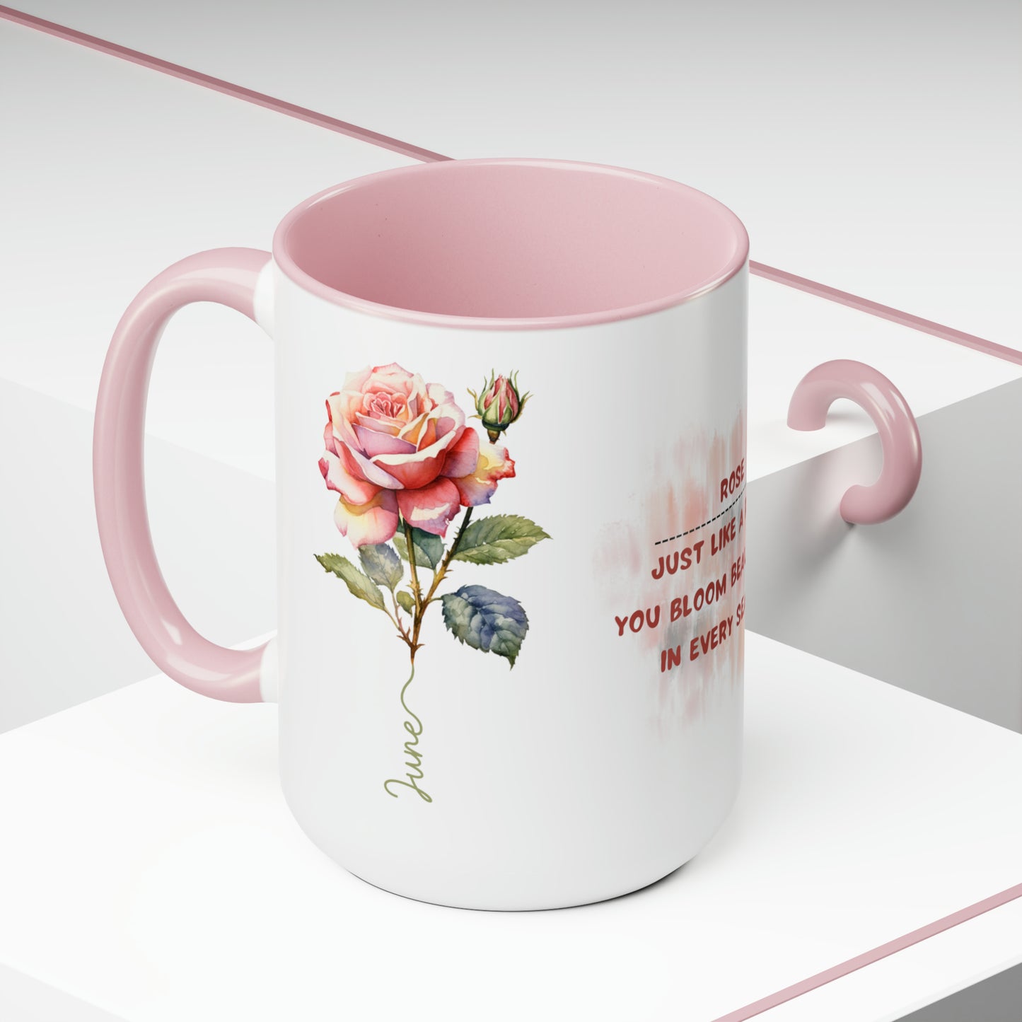 Birth Month flower Tow-Tone Coffee Mug.15oz, June Birth Month flower mug.