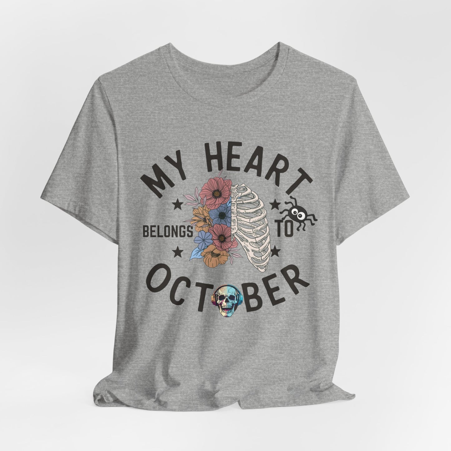 My Heart Belongs To October Halloween T-shirt, Happy Halloween T-shirt, Trick Or Treat T-shirt, Halloween T-shirt, Cool Halloween T-shirt, Spooky T-shirt,