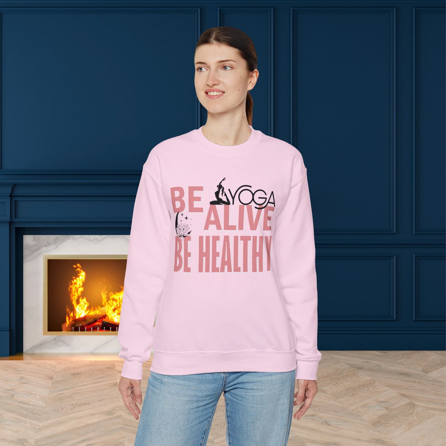 Be Alive Be Healthy Yoga unisex heavy blend crewneck sweatshirt,Yoga workout Sweatshirt,Yoga lovers Sweatshirt, Yoga Instructor Gift, Gym Sweatshirt, Gift For Yoga lovers, Gift For Yogi.