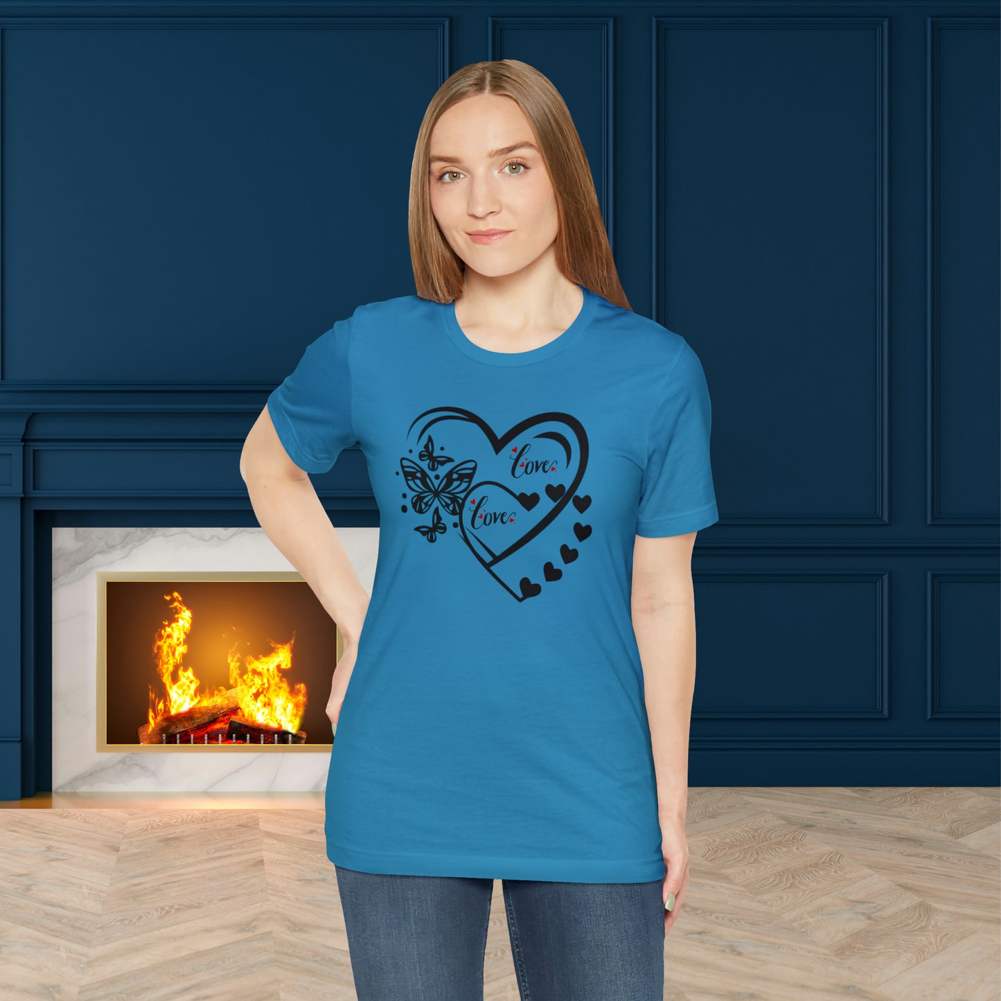 Happy valentines day butterfly heart shape Unisex Jersey Short Sleeve Tee