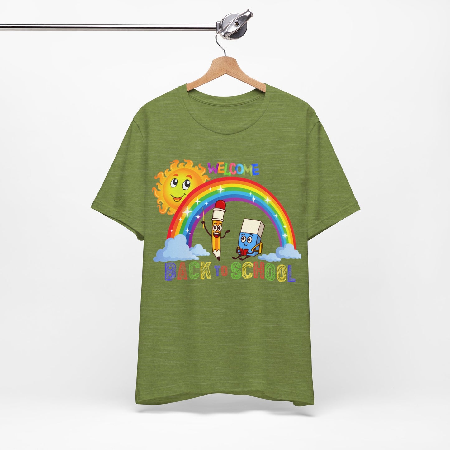 Welcome Back To School T-Shirt, Hello Teacher T-Shirt, Back To School T-Shirt, Teach Love Inspire Teacher Shirt, Teacher Back To school unisex jersey short sleeve.First Day Vibes T-Shirt.