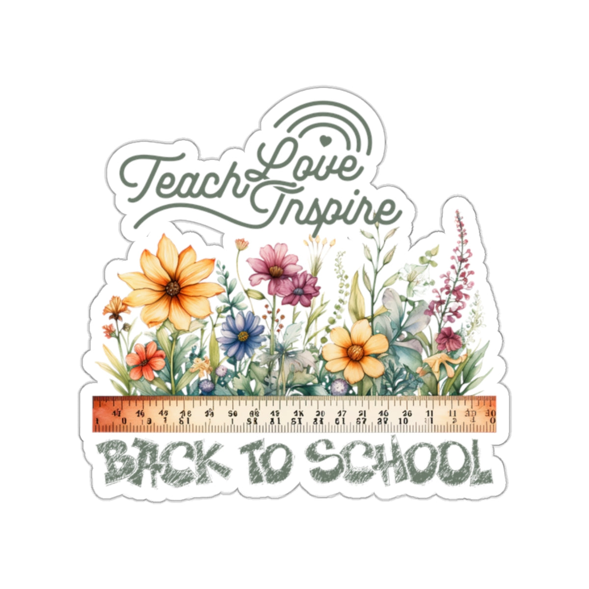 Teach Love Inspire Back To School Kiss-Cut Stickers, First Grade Squad Kiss-Cut Stickers, Gift for First graders, Ready for School, Back to Learning.