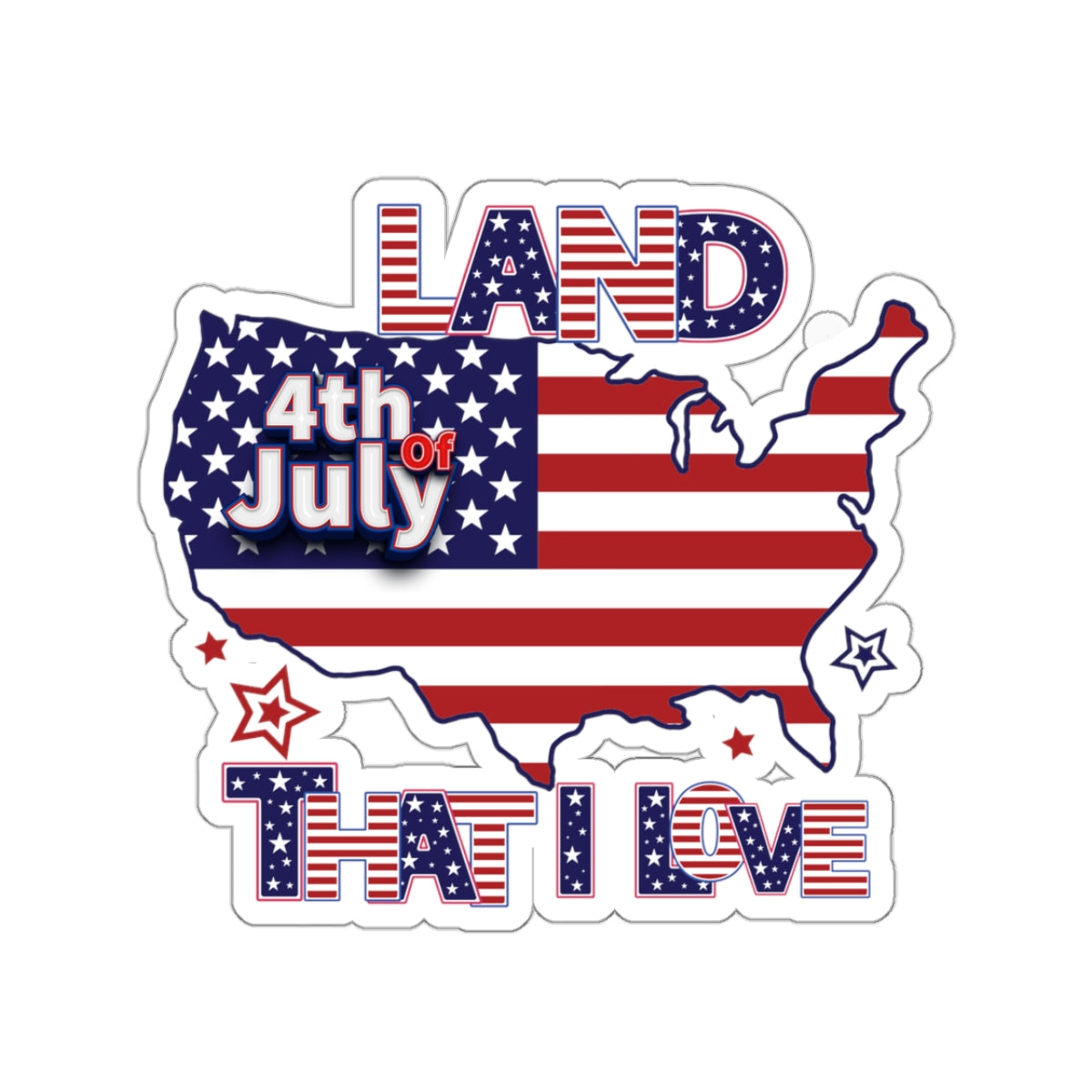 Happy 4th Of July Kiss-Cut Stickers, America, Flag, Peace Love America. Proud To Be An American, Red White Blue stickers. God  Bless America Stickers.