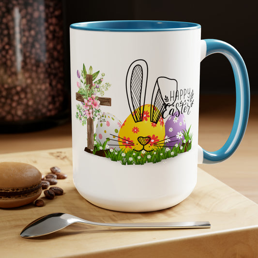 Happy EasterTwo-Tone Coffee Mugs, 15oz