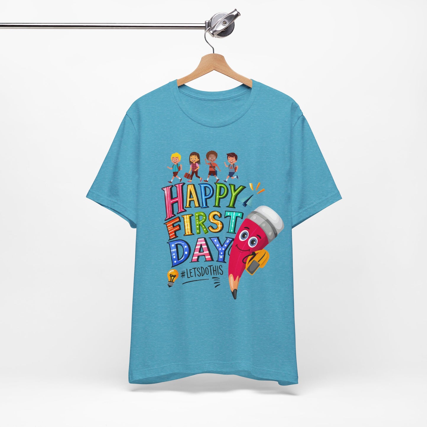 Happy First day T-Shirt, Hello Teacher T-Shirt, Back To School T-Shirt, Teach Love Inspire Teacher Shirt, Teacher Back To school unisex jersey short sleeve.First Day Vibes T-Shirt.