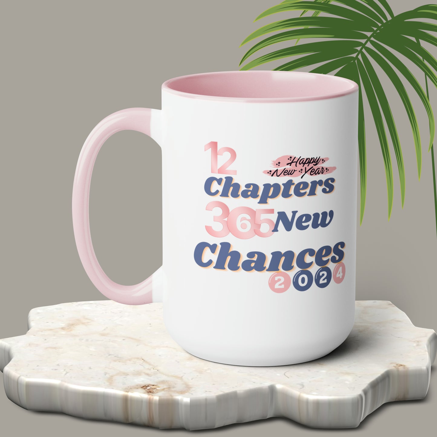 Happy New Year Two-Tone Coffee Mugs, 15oz