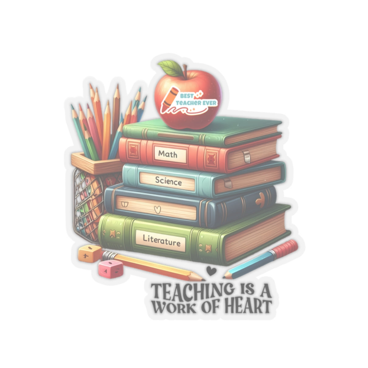 Teaching Is Work Of Heart Back To School Kiss-Cut Stickers, First Grade Squad Kiss-Cut Stickers, Gift for First graders, Ready for School, Back to Learning.