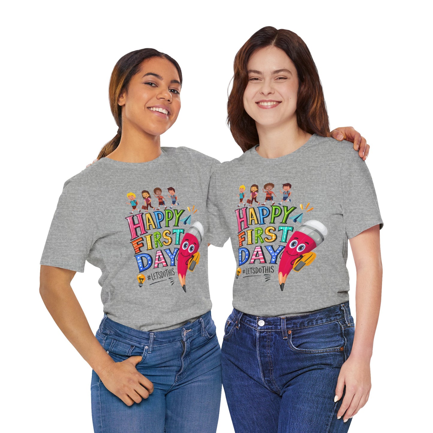 Happy First day T-Shirt, Hello Teacher T-Shirt, Back To School T-Shirt, Teach Love Inspire Teacher Shirt, Teacher Back To school unisex jersey short sleeve.First Day Vibes T-Shirt.