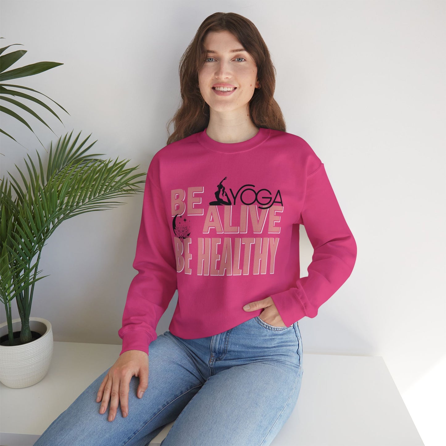 Be Alive Be Healthy Yoga unisex heavy blend crewneck sweatshirt,Yoga workout Sweatshirt,Yoga lovers Sweatshirt, Yoga Instructor Gift, Gym Sweatshirt, Gift For Yoga lovers, Gift For Yogi.