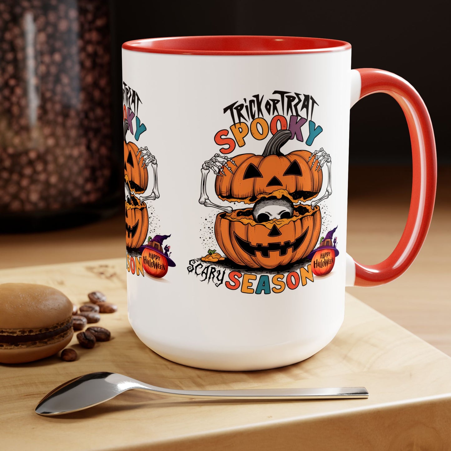 Spooky Scary Halloween Coffee Mug,  Let's Go Halloween Coffee Mug, Trick or Treat Halloween Coffee Mug, Cute Skeleton Coffee Mug, Spooky Season Halloween Coffee Mug.