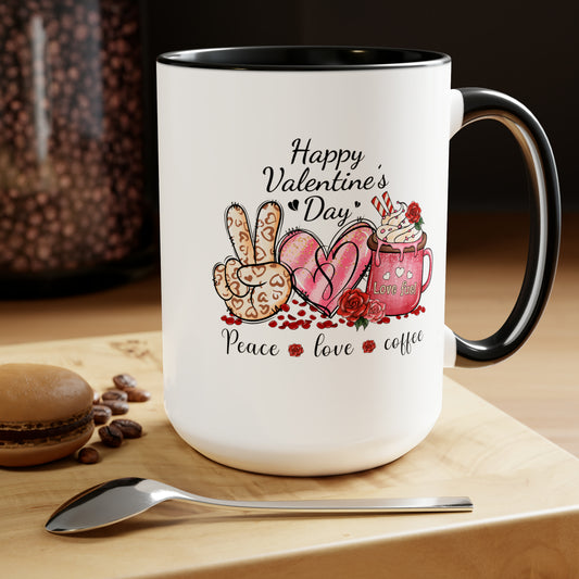 Happy valentines day Two-Tone Coffee Mugs, 15oz