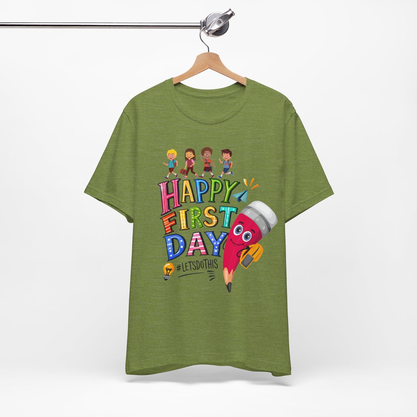 Happy First day T-Shirt, Hello Teacher T-Shirt, Back To School T-Shirt, Teach Love Inspire Teacher Shirt, Teacher Back To school unisex jersey short sleeve.First Day Vibes T-Shirt.