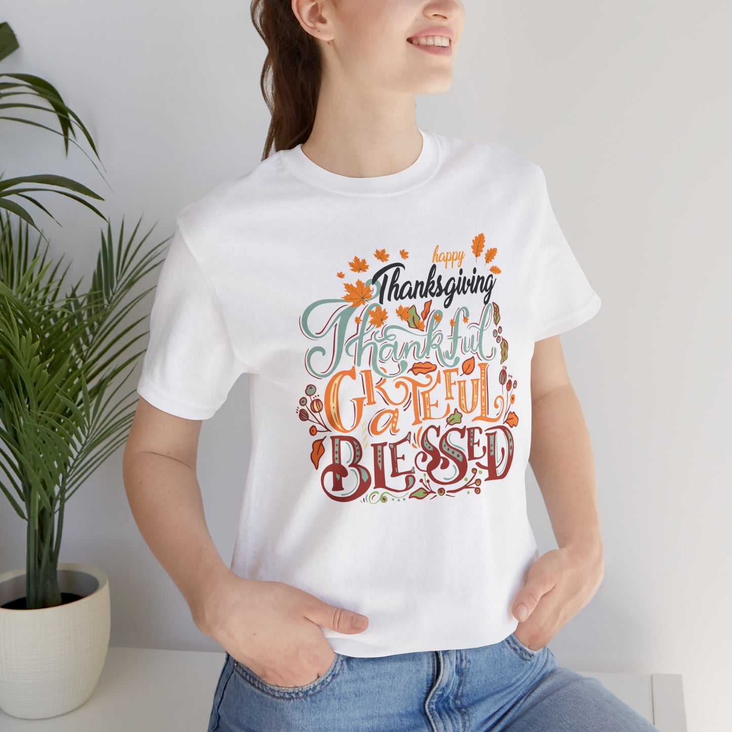 Thankful Grateful Blessed T-shirt, Happy Thanksgiving T-shirt, Happy thanksgiving 2024 T-shirt, Thanksgiving Gift,Turkey Shirt, Family Thanksgiving, Holiday Outfit.