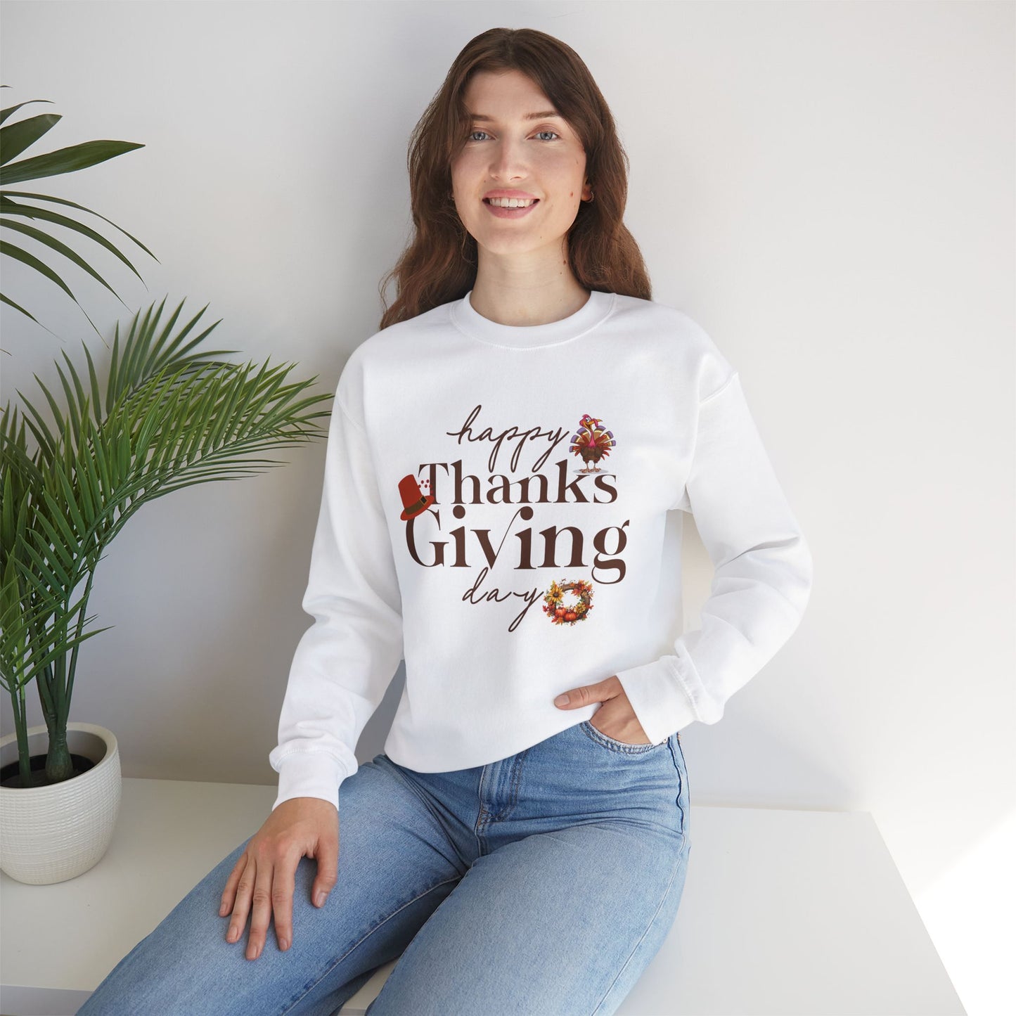 Thanksgiving Sweatshirt, HappyThanksgiving Sweatshirt - Unisex Heavy Blend, Happy Thanksgiving2024 Sweatshirt, Thanksgiving Gift, Festive Sweatshirt.