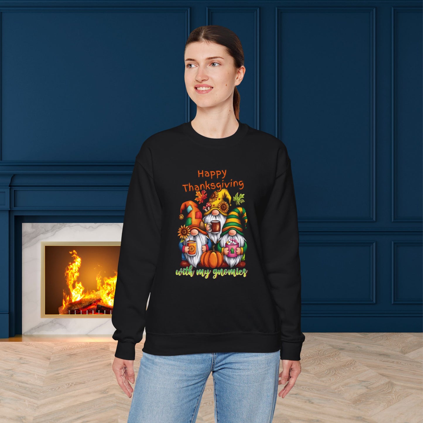 Happy Thanksgiving  With My Gnomies Sweatshirt, HappyThanksgiving Sweatshirt - Unisex Heavy Blend, Happy Thanksgiving2024 Sweatshirt, Thanksgiving Gift, Festive Sweatshirt.