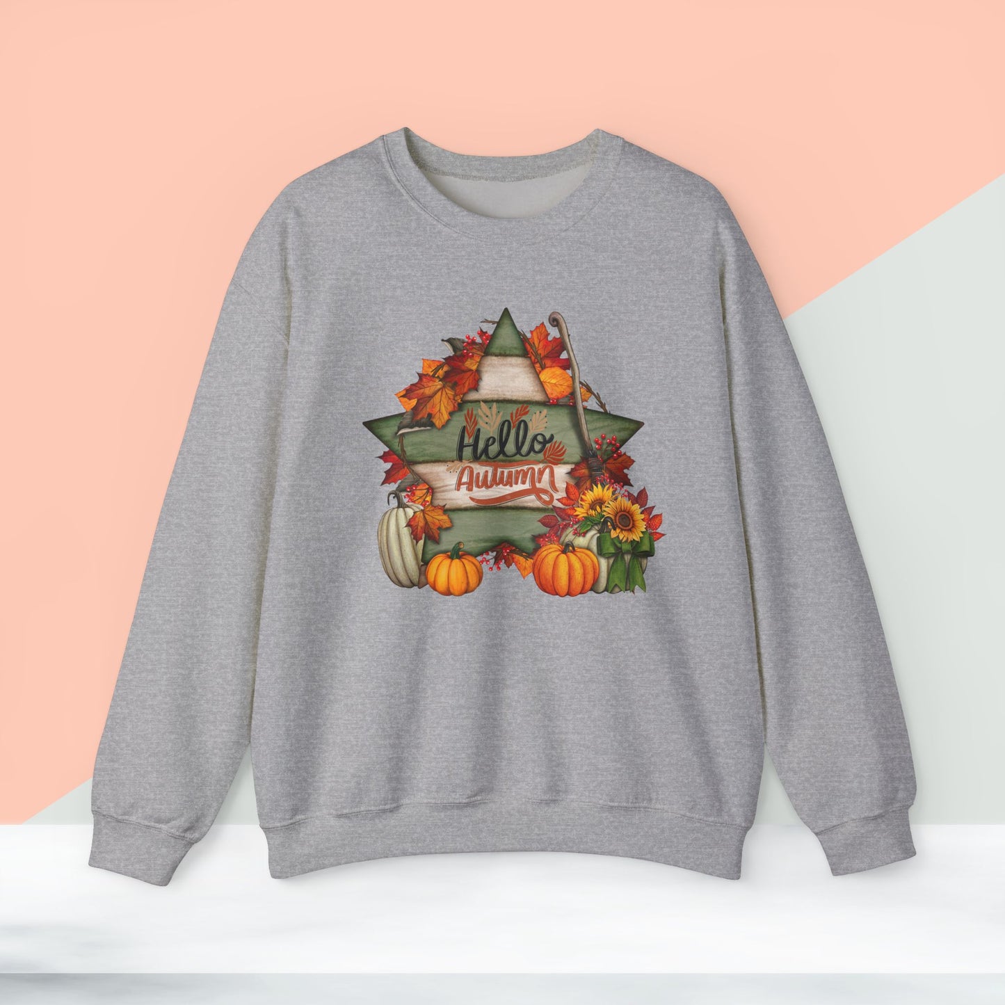 Hello Autumn Thanksgiving  Sweatshirt - Unisex Heavy Blend, Happy Thanksgiving2024 Sweatshirt, Thanksgiving Gift, Festive Sweatshirt.